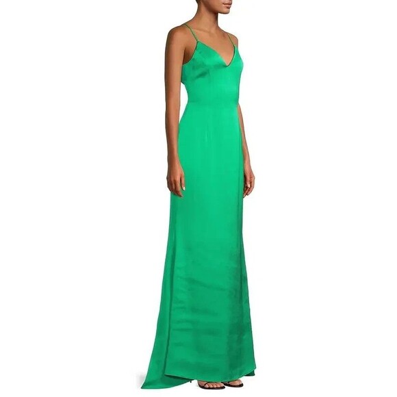 Liv Foster womens Textured Satin Long Mermaid Gown size 6 Summer Green $395 - Picture 5 of 15
